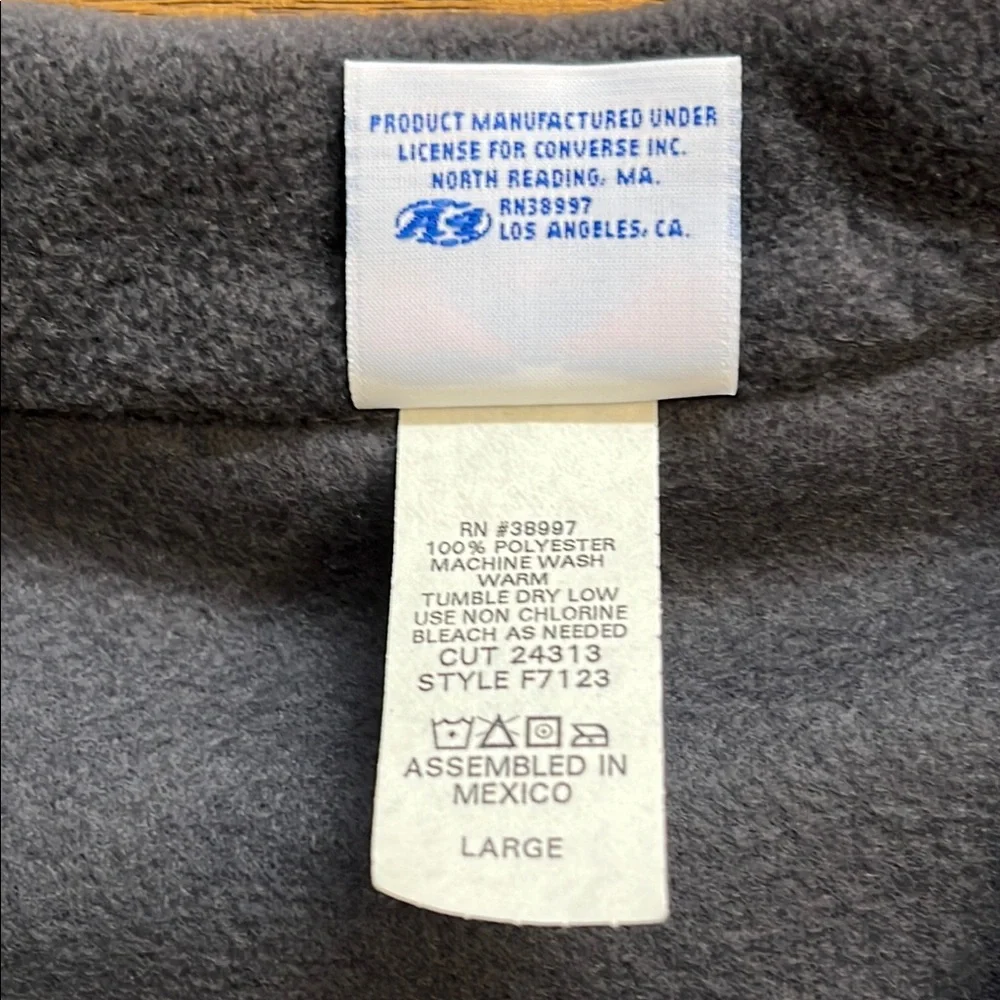 Converse All Star Gray Fleece Zip Up Vest Men’s Large